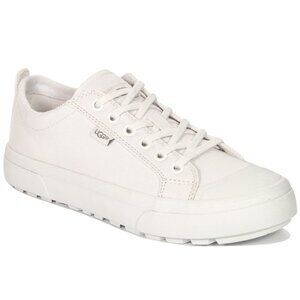 NEW UGG Women Aries White Canvas Lace Up Classic Low Profile Platform Sneakers